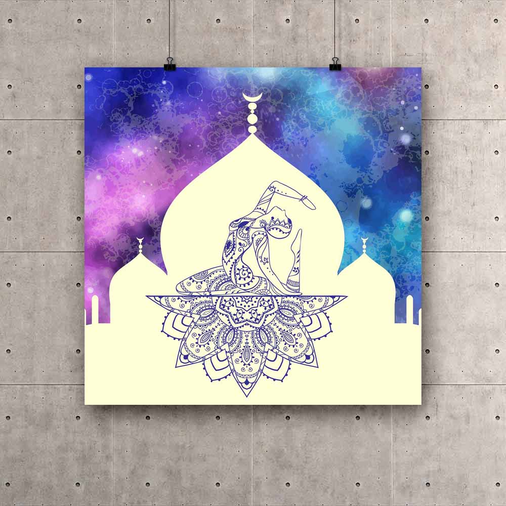 Artzfolio 106.68 cm Traditional Indian Arabic Art with Yoga Design