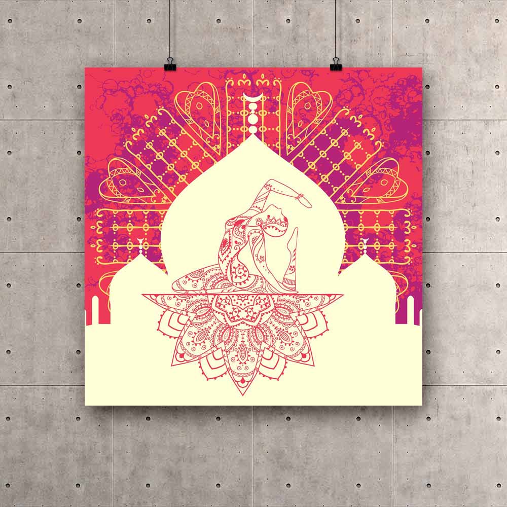 Artzfolio 106.68 cm Traditional Indian Arabic Art with Yoga Design