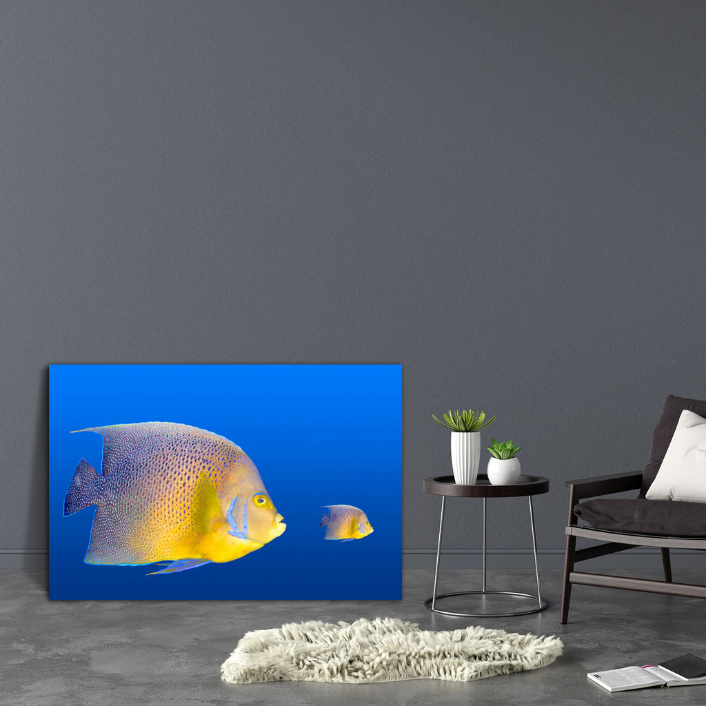 Big Fish Chasing Small Fish Canvas Painting Synthetic Frame-Paintings MDF Framing-AFF_FR-IC 5000231 IC 5000231, Black and White, Cuisine, Food, Food and Beverage, Food and Drink, Nature, Scenic, Tropical, White, Wildlife, big, fish, chasing, small, canvas, painting, synthetic, frame, angelfish, bright, chase, close, up, closeup, colorful, concept, danger, dangerous, eat, escape, escaping, exotic, hunt, hunter, hunting, isolated, on, ocean, oceans, predator, sea, artzfolio, wall decor for living room, wall f