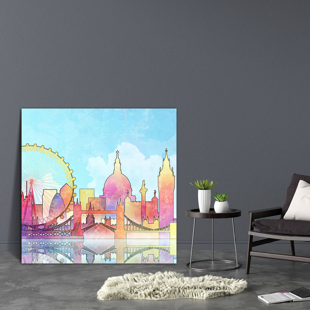 Cityscape Of London City, UK Canvas Painting Synthetic Frame-Paintings MDF Framing-AFF_FR-IC 5000240 IC 5000240, Cities, City Views, Illustrations, Landscapes, Scenic, Skylines, cityscape, of, london, city, uk, canvas, painting, synthetic, frame, skyline, background, big, ben, britain, cathedral, england, grunge, grungy, illustration, landscape, eye, parliament, silhouette, textured, tower, bridge, westminster, wheel, artzfolio, wall decor for living room, wall frames for living room, frames for living room