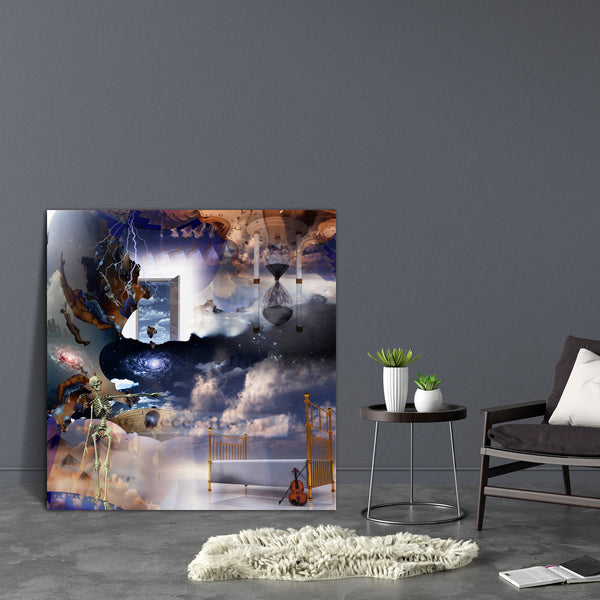 Fantasy Sleep Composition D2 Canvas Painting Synthetic Frame-Paintings MDF Framing-AFF_FR-IC 5000412 IC 5000412, Abstract Expressionism, Abstracts, Art and Paintings, Fantasy, Futurism, Music, Music and Dance, Music and Musical Instruments, Musical Instruments, Nature, Realism, Religion, Religious, Scenic, Semi Abstract, Space, Spiritual, Surrealism, sleep, composition, d2, canvas, painting, for, bedroom, living, room, engineered, wood, frame, abstract, art, beauty, bed, blue, clock, color, concept, dali, d