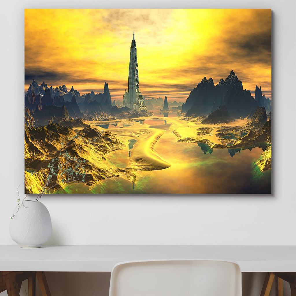 Alien Landscape Canvas Painting Synthetic Frame-Paintings MDF Framing-AFF_FR-IC 5000489 IC 5000489, Architecture, Astronomy, Cities, City Views, Cosmology, Digital, Digital Art, Fantasy, Futurism, Graphic, Illustrations, Landscapes, Scenic, Science Fiction, Space, alien, landscape, canvas, painting, synthetic, frame, futuristic, city, science, fiction, world, future, background, beach, building, clouds, golden, haze, illustration, planet, reflection, scifi, sky, tall, tower, view, water, artzfolio, wall dec