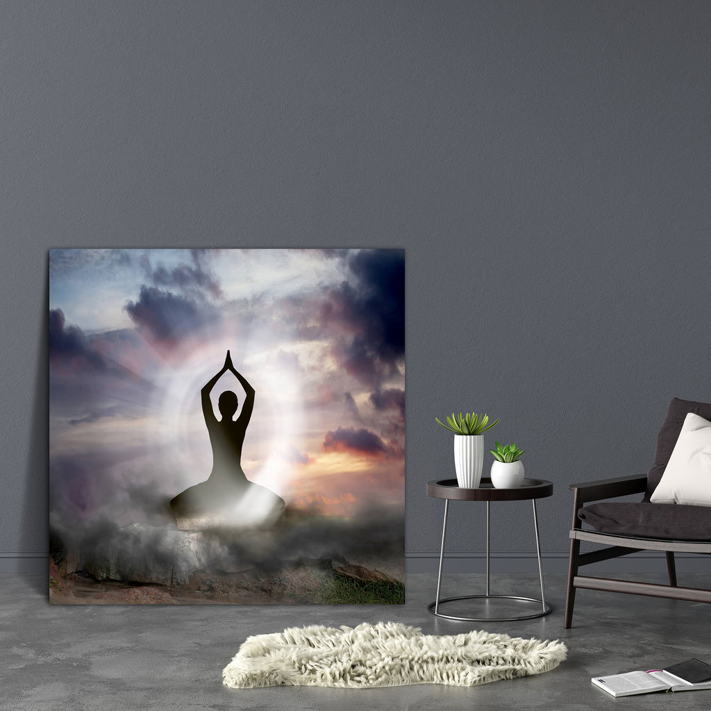 Person Practising Yoga & Spirituality Canvas Painting Synthetic Frame-Paintings MDF Framing-AFF_FR-IC 5000727 IC 5000727, Black, Black and White, God Ram, Health, Hinduism, Hobbies, Religion, Religious, Spiritual, person, practising, yoga, spirituality, canvas, painting, synthetic, frame, goddess, aura, activity, asana, ashram, background, calm, clouds, devotee, devotion, energy, female, fitness, grey, hindu, hobby, holy, lifestyle, light, lotus, meditation, position, practice, pray, rays, recreation, relax