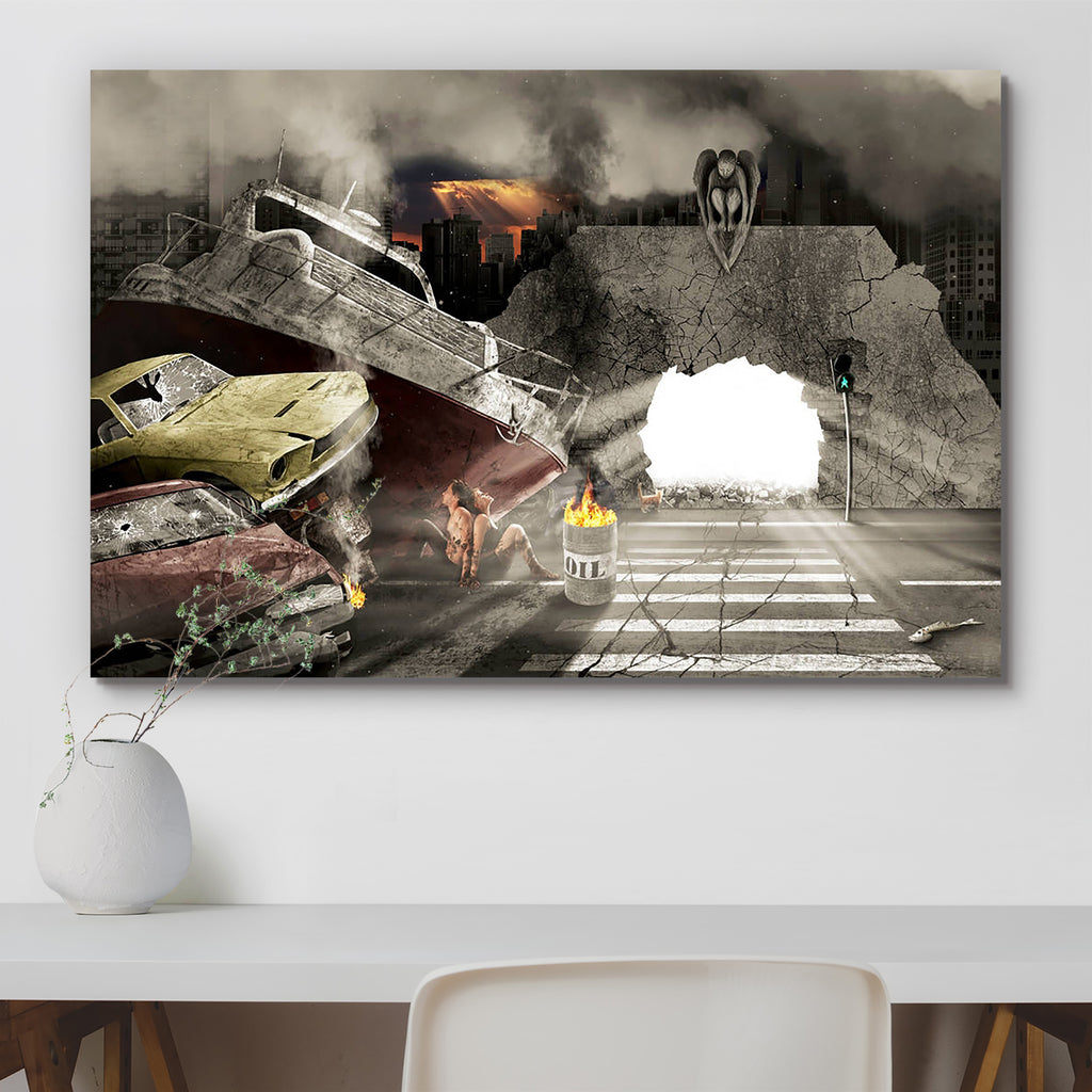 Apocalypse Canvas Painting Synthetic Frame-Paintings MDF Framing-AFF_FR-IC 5000808 IC 5000808, Boats, Cities, City Views, Love, Marble and Stone, Mountains, Nautical, People, Religion, Religious, Romance, apocalypse, canvas, painting, synthetic, frame, angel, armageddon, barrel, boat, bone, broken, cat, city, clouds, crack, darkness, despair, destruction, disaster, earthquake, end, faith, fire, fish, hill, hole, home, light, machine, man, monument, oil, prophecy, purgatory, rays, road, sculpture, smoke, sta