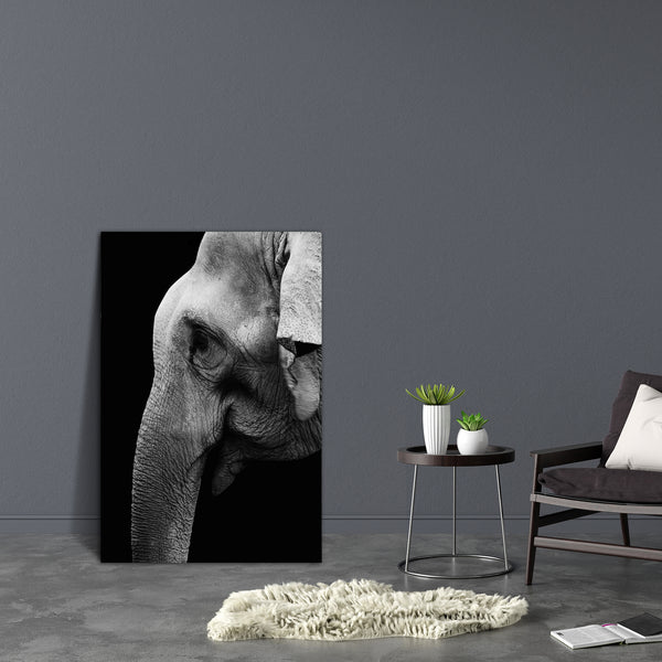 Black & White Elephant Canvas Painting Synthetic Frame-Paintings MDF Framing-AFF_FR-IC 5000886 IC 5000886, African, Animals, Asian, Black, Black and White, Indian, Individuals, Nature, Portraits, Scenic, White, Wildlife, elephant, canvas, painting, for, bedroom, living, room, engineered, wood, frame, animal, big, close, closeup, danger, detail, ear, eye, face, head, large, old, one, portrait, profile, skin, slow, strong, trunk, tusk, wild, artzfolio, wall decor for living room, wall frames for living room, 