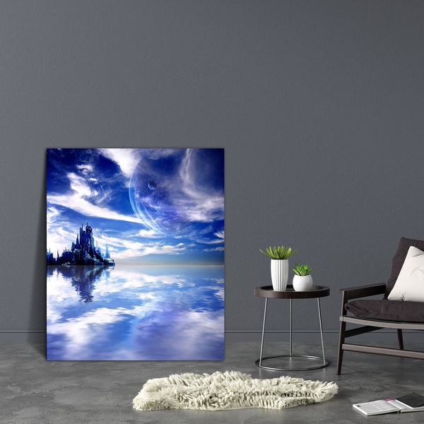 Landscape In Fantasy Planet D2 Canvas Painting Synthetic Frame-Paintings MDF Framing-AFF_FR-IC 5000984 IC 5000984, Astronomy, Collages, Cosmology, Fantasy, Landscapes, Mountains, Scenic, Science Fiction, Space, Stars, Sunrises, Sunsets, landscape, in, planet, d2, canvas, painting, for, bedroom, living, room, engineered, wood, frame, alien, astral, away, backdrop, celestial, cosmos, dark, deep, distant, dream, far, fiction, fictional, futuristic, illusion, imagination, infinity, lake, magic, majestic, mounta