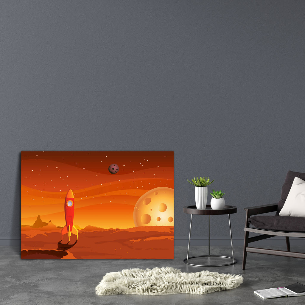 Cartoon Spaceship Landing On Red Desert Canvas Painting Synthetic Frame-Paintings MDF Framing-AFF_FR-IC 5001008 IC 5001008, Animated Cartoons, Astronomy, Automobiles, Caricature, Cartoons, Cinema, Cosmology, Fantasy, Illustrations, Landscapes, Mountains, Movies, Scenic, Science Fiction, Space, Stars, Television, Transportation, Travel, TV Series, Vehicles, cartoon, spaceship, landing, on, red, desert, canvas, painting, synthetic, frame, mars, asteroid, adventure, alien, cosmos, exploration, galaxy, ground, 