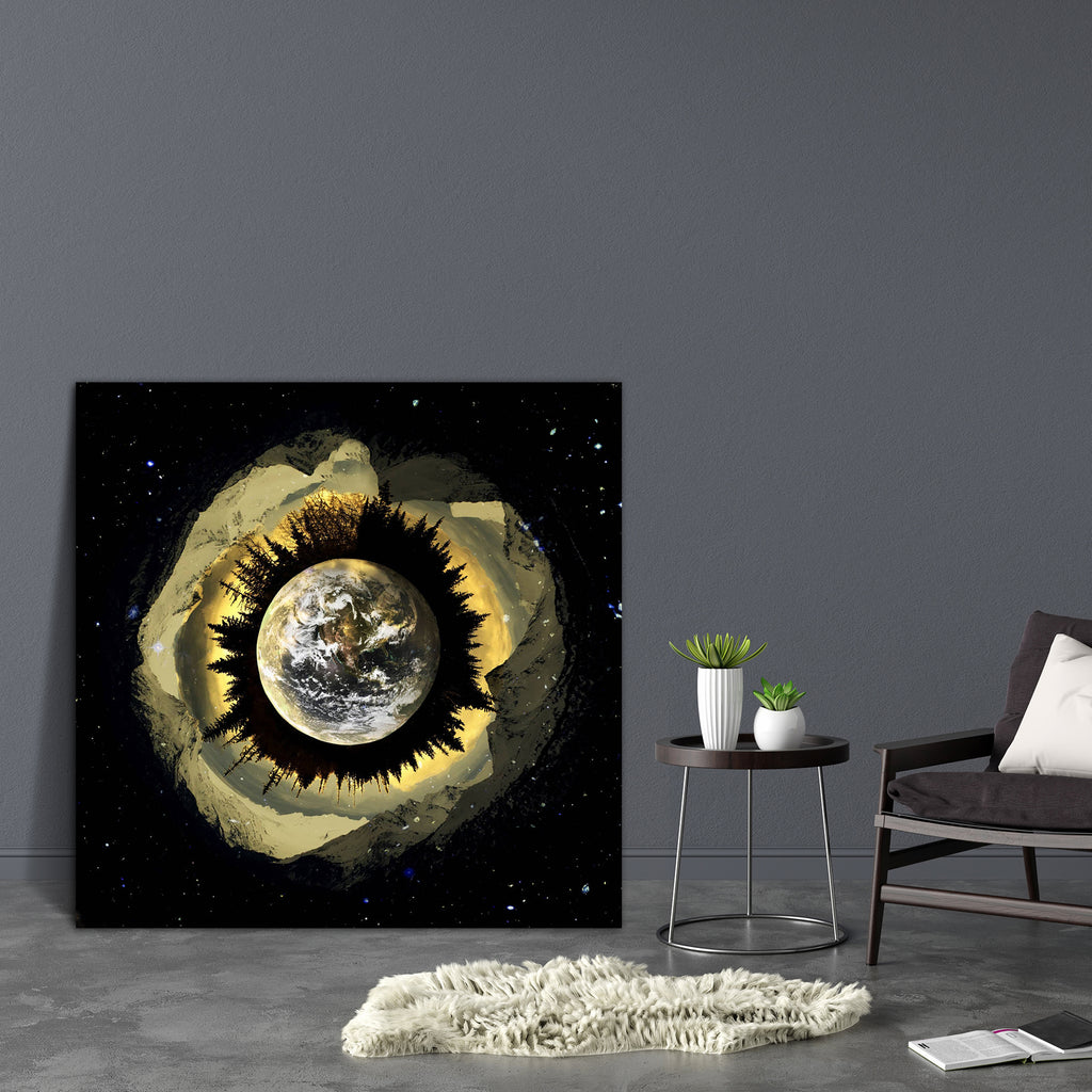 Our Planet In Space Canvas Painting Synthetic Frame-Paintings MDF Framing-AFF_FR-IC 5001077 IC 5001077, Art and Paintings, Astronomy, Cosmology, Digital, Digital Art, Fantasy, Graphic, Illustrations, Mountains, Science Fiction, Space, Stars, our, planet, in, canvas, painting, synthetic, frame, art, artistic, earth, illustration, round, science, fiction, trees, artzfolio, wall decor for living room, wall frames for living room, frames for living room, wall art, canvas painting, wall frame, scenery, panting, 