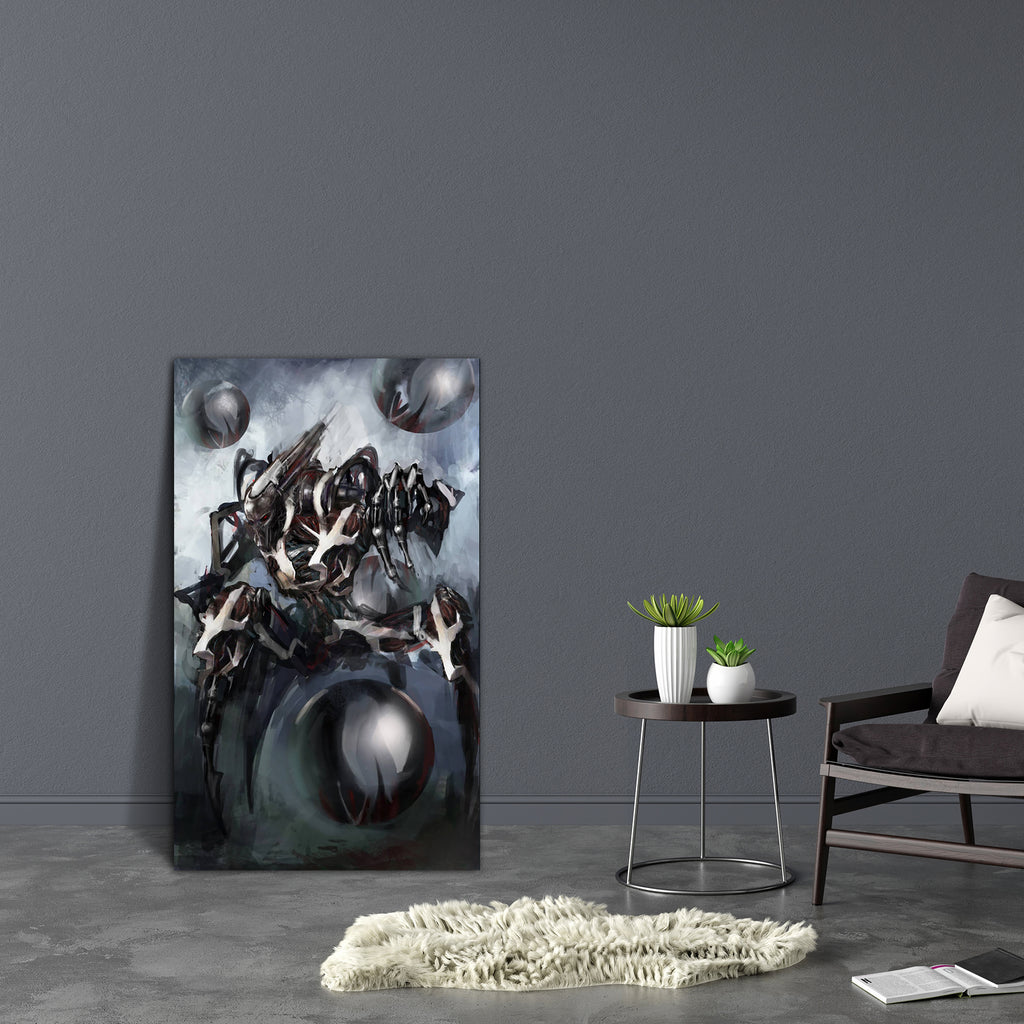 Bionic Cybernetics Alien Worior D2 Canvas Painting Synthetic Frame-Paintings MDF Framing-AFF_FR-IC 5001320 IC 5001320, Art and Paintings, Black and White, Futurism, Illustrations, Science Fiction, White, Metallic, bionic, cybernetics, alien, worior, d2, canvas, painting, synthetic, frame, android, art, artificial, cable, concept, cyber, cyborg, fiction, future, futuristic, illustration, isolated, looking, machine, machinery, mechanical, metal, robot, robotic, science, scifi, technology, virtual, wires, artz