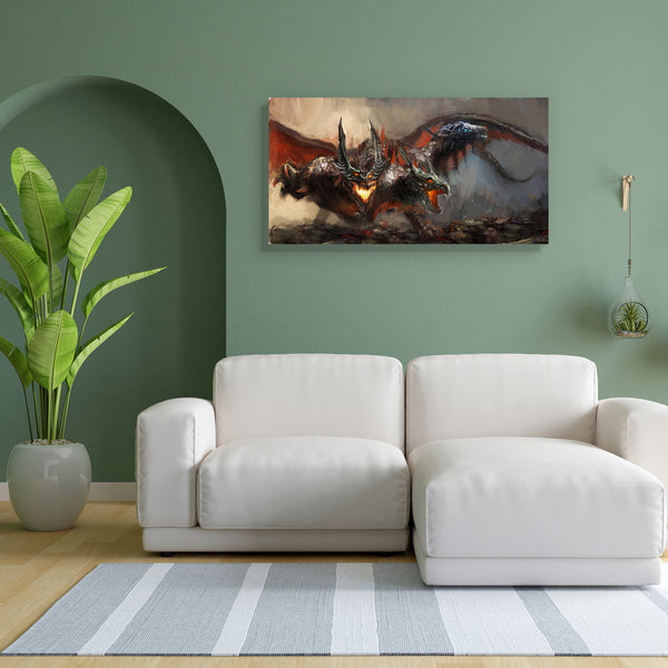 Three Headed Dragon D1 Canvas Painting Synthetic Frame-Paintings MDF Framing-AFF_FR-IC 5001424 IC 5001424, Ancient, Animals, Art and Paintings, Drawing, Fantasy, Illustrations, Medieval, Vintage, three, headed, dragon, d1, canvas, painting, for, bedroom, living, room, engineered, wood, frame, dragons, chimera, fire, animal, art, big, breath, breathing, colorful, creature, danger, destruction, drawings, evil, fairytale, fantastic, fear, fearful, fictional, flight, illustration, imagination, large, legend, mo