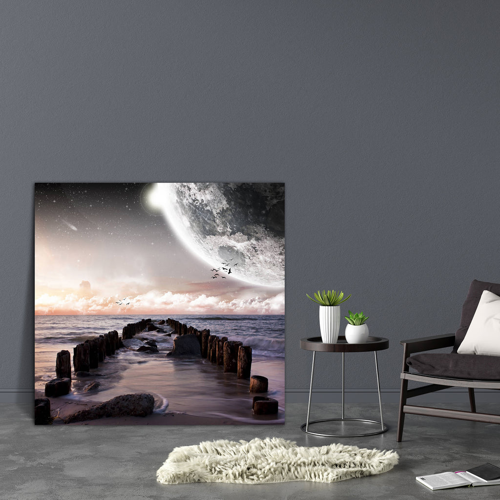 Planet Landscape View From A Beautiful Beach D1 Canvas Painting Synthetic Frame-Paintings MDF Framing-AFF_FR-IC 5001444 IC 5001444, Astronomy, Birds, Cosmology, Fantasy, Illustrations, Landscapes, Scenic, Science Fiction, Space, Stars, Sunrises, Sunsets, planet, landscape, view, from, a, beautiful, beach, d1, canvas, painting, synthetic, frame, paisaje, science, fiction, paysage, universe, alien, apocalypse, armageddon, atmosphere, avatar, background, bird, blue, cloud, earth, eclipse, effect, end, explore,