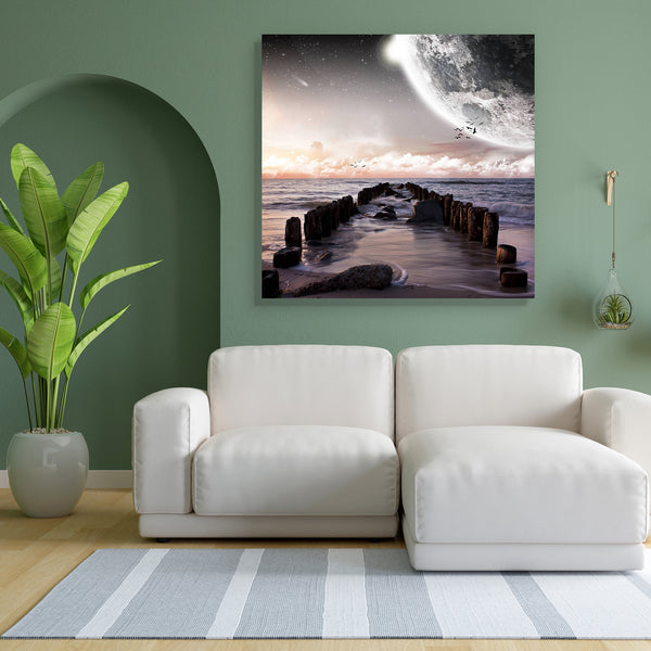 Planet Landscape View From A Beautiful Beach D1 Canvas Painting Synthetic Frame-Paintings MDF Framing-AFF_FR-IC 5001444 IC 5001444, Astronomy, Birds, Cosmology, Fantasy, Illustrations, Landscapes, Scenic, Science Fiction, Space, Stars, Sunrises, Sunsets, planet, landscape, view, from, a, beautiful, beach, d1, canvas, painting, for, bedroom, living, room, engineered, wood, frame, paisaje, science, fiction, paysage, universe, alien, apocalypse, armageddon, atmosphere, avatar, background, bird, blue, cloud, ea