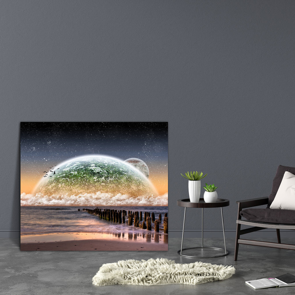 Planet Landscape View From A Beautiful Beach D2 Canvas Painting Synthetic Frame-Paintings MDF Framing-AFF_FR-IC 5001445 IC 5001445, Astronomy, Birds, Cosmology, Fantasy, Illustrations, Landscapes, Scenic, Science Fiction, Space, Stars, Sunrises, Sunsets, planet, landscape, view, from, a, beautiful, beach, d2, canvas, painting, synthetic, frame, world, alien, apocalypse, armageddon, atmosphere, avatar, background, bird, blue, cloud, earth, eclipse, effect, end, explore, explosion, fiction, galactic, galaxy, 