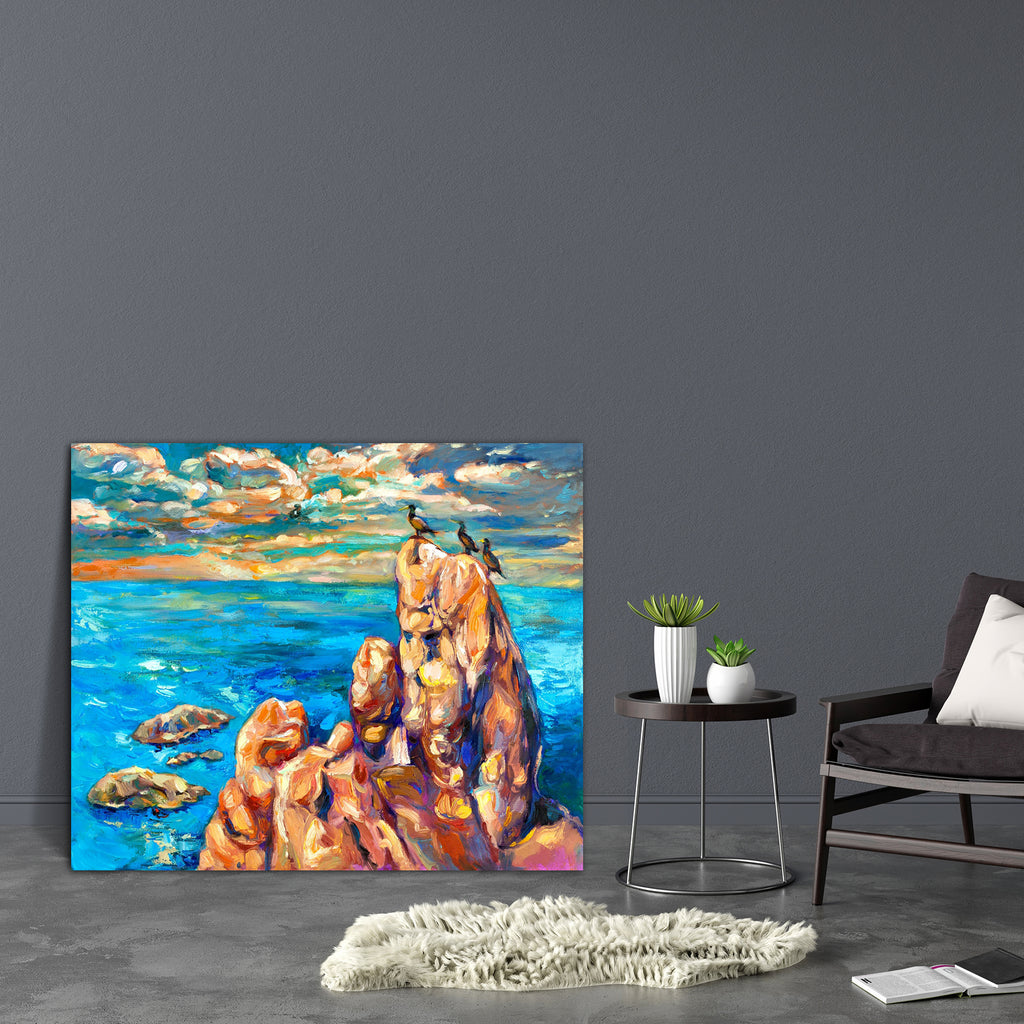 Ocean Cliffs & Birds Canvas Painting Synthetic Frame-Paintings MDF Framing-AFF_FR-IC 5001505 IC 5001505, Abstract Expressionism, Abstracts, Ancient, Art and Paintings, Birds, Digital, Digital Art, Drawing, Graphic, Historical, Illustrations, Impressionism, Landscapes, Medieval, Modern Art, Nature, Paintings, Rural, Scenic, Semi Abstract, Signs, Signs and Symbols, Sketches, Sunsets, Vintage, Watercolour, ocean, cliffs, canvas, painting, synthetic, frame, oil, abstract, acrylic, art, artistic, artwork, backgr