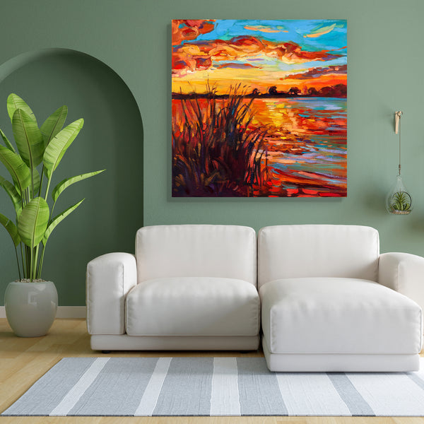 Lake Sunset Landscape D1 Canvas Painting Synthetic Frame-Paintings MDF Framing-AFF_FR-IC 5001522 IC 5001522, Abstract Expressionism, Abstracts, Ancient, Art and Paintings, Countries, Drawing, Historical, Illustrations, Impressionism, Landscapes, Medieval, Modern Art, Nature, Paintings, Rural, Scenic, Seasons, Semi Abstract, Signs, Signs and Symbols, Sunsets, Vintage, Wooden, lake, sunset, landscape, d1, canvas, painting, for, bedroom, living, room, engineered, wood, frame, oil, acrylic, abstract, art, artis