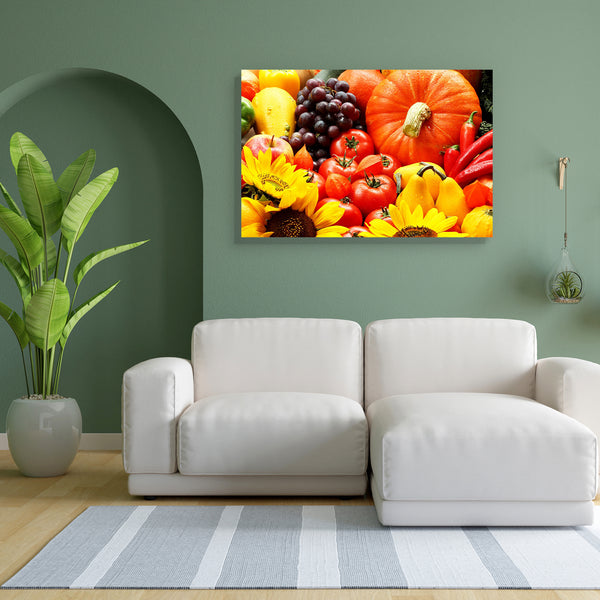 Veggies Fruits & Flowers Canvas Painting Synthetic Frame-Paintings MDF Framing-AFF_FR-IC 5001586 IC 5001586, Botanical, Cuisine, Culture, Ethnic, Floral, Flowers, Food, Food and Beverage, Food and Drink, Fruit and Vegetable, Fruits, Health, Nature, Traditional, Tribal, Vegetables, World Culture, veggies, canvas, painting, for, bedroom, living, room, engineered, wood, frame, autumn, and, fruit, agriculture, appetizing, bell, pepper, chili, close, up, diet, flower, garden, grapes, green, grocery, halloween, h