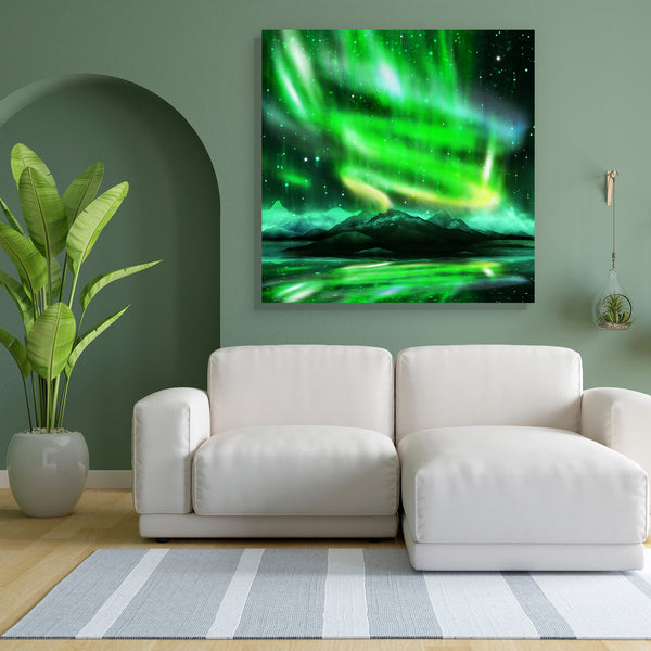 Northern Lights Aurora Borealis D1 Canvas Painting Synthetic Frame-Paintings MDF Framing-AFF_FR-IC 5001596 IC 5001596, Astronomy, Black, Black and White, Cosmology, Dance, Landscapes, Mountains, Music and Dance, Nature, Realism, Scenic, Space, Stars, Surrealism, northern, lights, aurora, borealis, d1, canvas, painting, for, bedroom, living, room, engineered, wood, frame, alaska, above, adventure, aesthetic, atmosphere, beam, clear, clouds, dark, discharge, dream, fairytale, field, hills, illuminate, ionosph