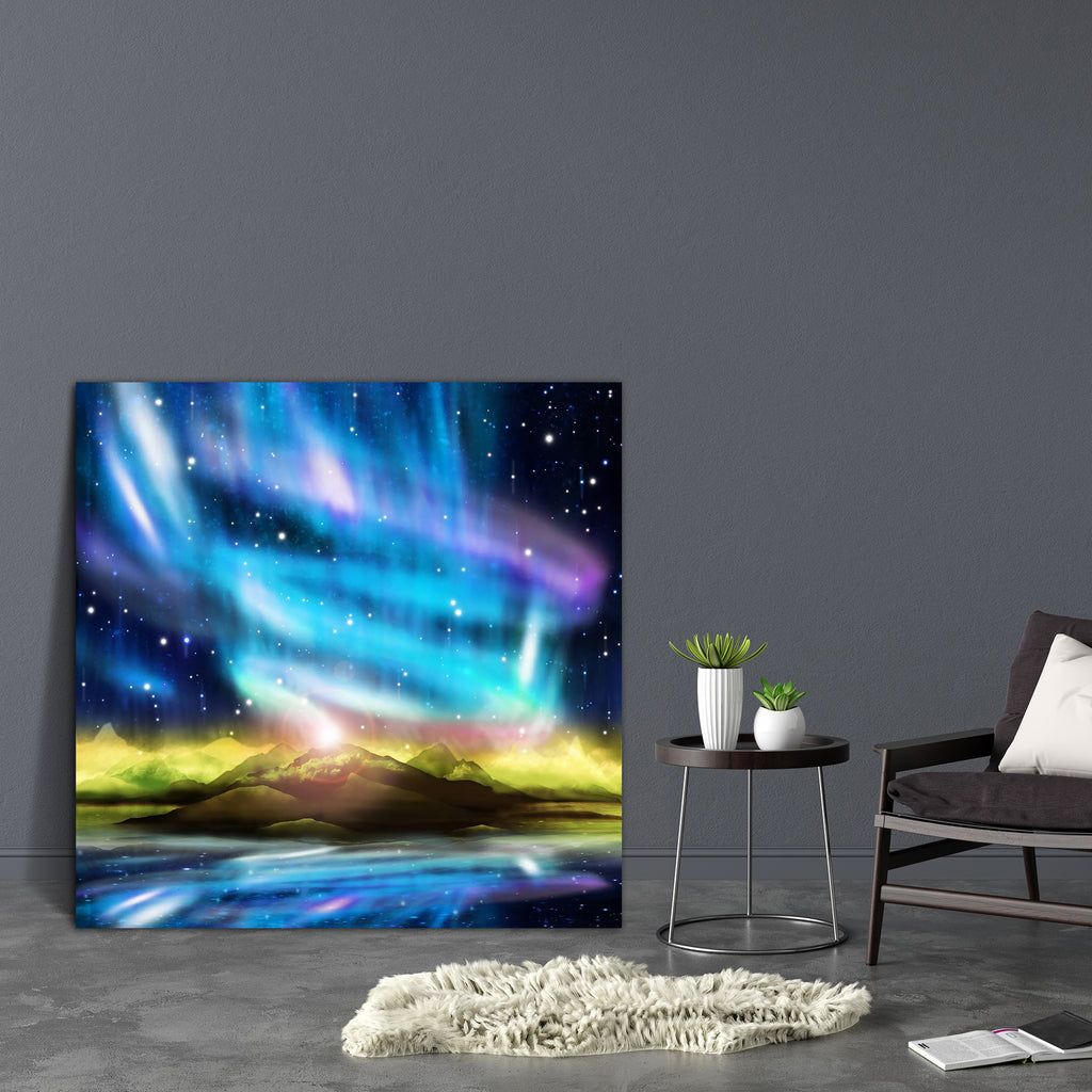 Northern Lights Aurora Borealis D2 Canvas Painting Synthetic Frame-Paintings MDF Framing-AFF_FR-IC 5001597 IC 5001597, Astronomy, Black, Black and White, Cosmology, Dance, Fantasy, Landscapes, Mountains, Music and Dance, Nature, Realism, Scenic, Space, Stars, Surrealism, northern, lights, aurora, borealis, d2, canvas, painting, synthetic, frame, above, adventure, aesthetic, alaska, atmosphere, beam, clear, clouds, dark, discharge, dramatic, dream, fairytale, field, galaxy, heaven, hills, illuminate, ionosph