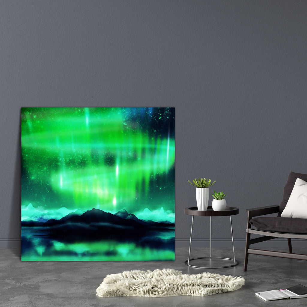 Northern Lights Aurora Borealis D3 Canvas Painting Synthetic Frame-Paintings MDF Framing-AFF_FR-IC 5001598 IC 5001598, Astronomy, Black, Black and White, Cosmology, Dance, Landscapes, Mountains, Music and Dance, Nature, Realism, Scenic, Space, Stars, Surrealism, northern, lights, aurora, borealis, d3, canvas, painting, synthetic, frame, above, adventure, aesthetic, alaska, atmosphere, blizzard, clear, clouds, dark, discharge, dream, fairytale, field, green, hills, iceberg, illuminate, ionosphere, landscape,