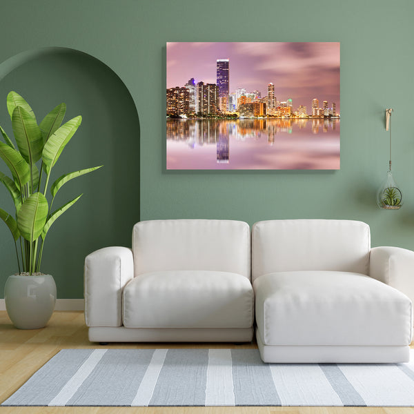 Cityscape of Miami Florida, USA Canvas Painting Synthetic Frame-Paintings MDF Framing-AFF_FR-IC 5001766 IC 5001766, American, Architecture, Automobiles, Cities, City Views, Landscapes, Panorama, Scenic, Skylines, Space, Sunsets, Transportation, Travel, Tropical, Vehicles, cityscape, of, miami, florida, usa, canvas, painting, for, bedroom, living, room, engineered, wood, frame, skyline, real, estate, beach, apartment, atlantic, ocean, bay, biscayne, blue, bright, brightly, lit, building, exterior, built, str