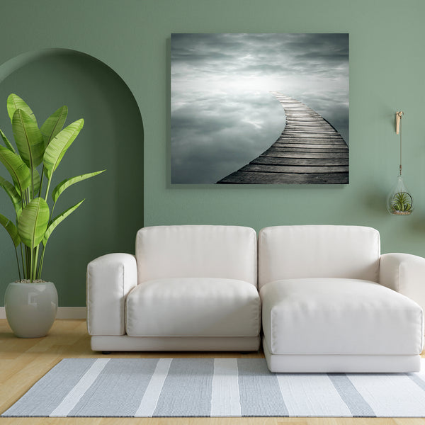 Wooden Footbridge Canvas Painting Synthetic Frame-Paintings MDF Framing-AFF_FR-IC 5001768 IC 5001768, Art and Paintings, Collages, Conceptual, Fantasy, Realism, Surrealism, wooden, footbridge, canvas, painting, for, bedroom, living, room, engineered, wood, frame, art, artistic, background, beautiful, bridge, cloud, collage, composition, concept, curve, infinity, invention, inventive, light, nobody, poetic, shape, sky, surreal, surrealistic, unique, uniqueness, walking, artzfolio, wall decor for living room,