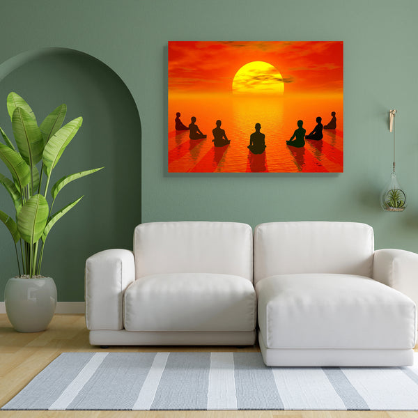 Lotus Position Meditation Canvas Painting Synthetic Frame-Paintings MDF Framing-AFF_FR-IC 5001771 IC 5001771, Buddhism, God Buddha, Health, Illustrations, Landscapes, Nature, Religion, Religious, Scenic, Spiritual, Sunrises, Sunsets, lotus, position, meditation, canvas, painting, for, bedroom, living, room, engineered, wood, frame, background, balance, beautiful, beauty, body, buddha, calm, energy, enlightenment, figure, focus, healthy, human, illustration, inner, landscape, lifestyle, meditating, peace, pe