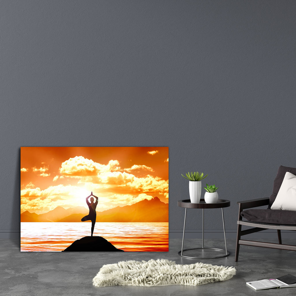 Yoga On A Lake Canvas Painting Synthetic Frame-Paintings MDF Framing-AFF_FR-IC 5001825 IC 5001825, Black, Black and White, Health, Illustrations, Sports, Sunrises, Sunsets, yoga, on, a, lake, canvas, painting, synthetic, frame, body, brown, cloud, concentration, fit, fitness, focus, fog, healthy, human, illustration, image, lens, lifestyle, meditation, morning, peace, picture, pose, relax, relaxation, sea, silence, silhouette, silhouetted, sport, stand, standing, sun, sunrise, sunset, woman, young, youth, z