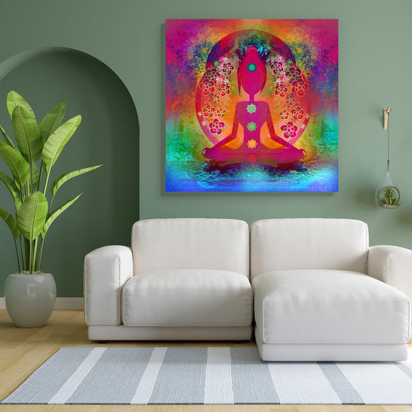 Yoga Lotus Pose D2 Canvas Painting Synthetic Frame-Paintings MDF Framing-AFF_FR-IC 5001864 IC 5001864, Buddhism, Digital, Digital Art, God Buddha, Graphic, Health, Illustrations, Indian, Nature, People, Religion, Religious, Scenic, Spiritual, Sports, Sunsets, yoga, lotus, pose, d2, canvas, painting, for, bedroom, living, room, engineered, wood, frame, chakra, aura, beauty, body, breath, buddha, ease, energy, exercise, female, fit, girl, grass, gym, hand, healing, illustration, india, mat, meditation, mystic