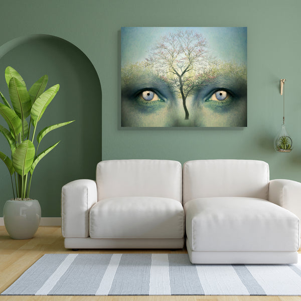 Two Human Eyes & Tree Canvas Painting Synthetic Frame-Paintings MDF Framing-AFF_FR-IC 5001878 IC 5001878, Art and Paintings, Collages, Conceptual, Decorative, Fantasy, Nature, Realism, Scenic, Surrealism, two, human, eyes, tree, canvas, painting, for, bedroom, living, room, engineered, wood, frame, psyche, art, artistic, background, beautiful, blue, collage, colorful, complex, complexity, concept, decoration, dreamy, eco, ecological, ecology, expression, expressive, eye, imagine, invention, inventive, magic