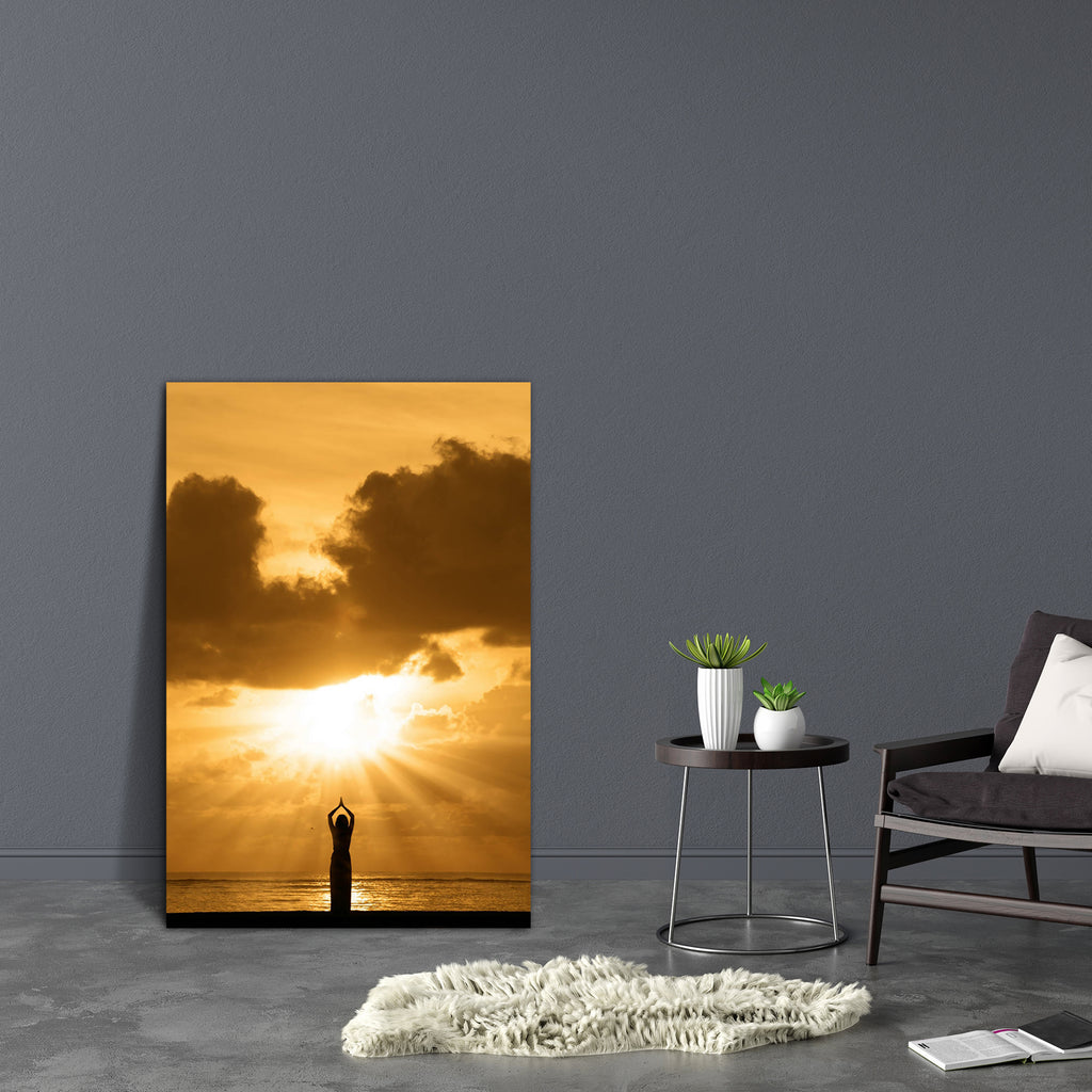 Woman Doing Yoga Canvas Painting Synthetic Frame-Paintings MDF Framing-AFF_FR-IC 5001912 IC 5001912, Adult, Health, Landscapes, Nature, People, Scenic, Spiritual, Sports, Sunrises, Sunsets, woman, doing, yoga, canvas, painting, synthetic, frame, beach, beautiful, body, cloud, concentration, dawn, dusk, energy, exercise, female, fitness, freedom, fresh, girl, hands, healthy, landscape, lifestyle, light, meditating, meditation, morning, outdoors, peace, pose, position, relax, relaxation, silence, silhouette, 