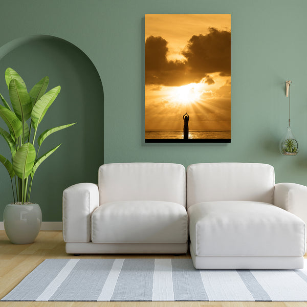 Woman Doing Yoga Canvas Painting Synthetic Frame-Paintings MDF Framing-AFF_FR-IC 5001912 IC 5001912, Adult, Health, Landscapes, Nature, People, Scenic, Spiritual, Sports, Sunrises, Sunsets, woman, doing, yoga, canvas, painting, for, bedroom, living, room, engineered, wood, frame, beach, beautiful, body, cloud, concentration, dawn, dusk, energy, exercise, female, fitness, freedom, fresh, girl, hands, healthy, landscape, lifestyle, light, meditating, meditation, morning, outdoors, peace, pose, position, relax