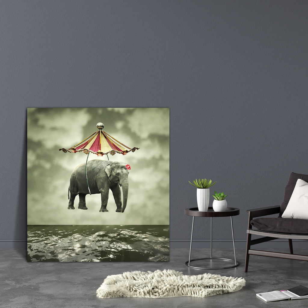 Flying Elephant Canvas Painting Synthetic Frame-Paintings MDF Framing-AFF_FR-IC 5001954 IC 5001954, Art and Paintings, Collages, Fantasy, Realism, Surrealism, flying, elephant, canvas, painting, synthetic, frame, circus, tent, surreal, visionary, art, artistic, background, beautiful, cloud, collage, colorful, composition, creativity, dreamy, fanciful, flight, imagination, imagine, invention, inventive, joy, joyful, light, mammal, pachyderm, reflection, rose, shadow, sky, unique, uniqueness, unreal, water, a