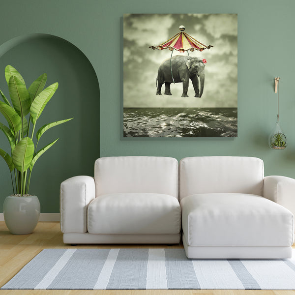 Flying Elephant Canvas Painting Synthetic Frame-Paintings MDF Framing-AFF_FR-IC 5001954 IC 5001954, Art and Paintings, Collages, Fantasy, Realism, Surrealism, flying, elephant, canvas, painting, for, bedroom, living, room, engineered, wood, frame, circus, tent, surreal, visionary, art, artistic, background, beautiful, cloud, collage, colorful, composition, creativity, dreamy, fanciful, flight, imagination, imagine, invention, inventive, joy, joyful, light, mammal, pachyderm, reflection, rose, shadow, sky, u