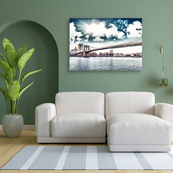 Brooklyn Bridge At Sunset, New York, USA Canvas Painting Synthetic Frame-Paintings MDF Framing-AFF_FR-IC 5002045 IC 5002045, American, Architecture, Automobiles, Business, Cities, City Views, Holidays, Landmarks, Places, Skylines, Sunsets, Transportation, Travel, Urban, Vehicles, brooklyn, bridge, at, sunset, new, york, usa, canvas, painting, for, bedroom, living, room, engineered, wood, frame, america, apartment, beauty, blue, buildings, city, cityscape, downtown, dusk, east, evening, famous, financial, ha