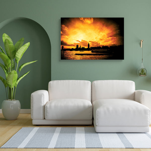 Blazing London Skyline Sunset, England, UK Canvas Painting Synthetic Frame-Paintings MDF Framing-AFF_FR-IC 5002047 IC 5002047, Abstract Expressionism, Abstracts, Architecture, Automobiles, Boats, Cities, City Views, English, Landmarks, Landscapes, Nautical, Places, Scenic, Semi Abstract, Skylines, Sunsets, Transportation, Travel, Vehicles, blazing, london, skyline, sunset, england, uk, canvas, painting, for, bedroom, living, room, engineered, wood, frame, abstract, amber, big, ben, boat, bridge, bridges, br