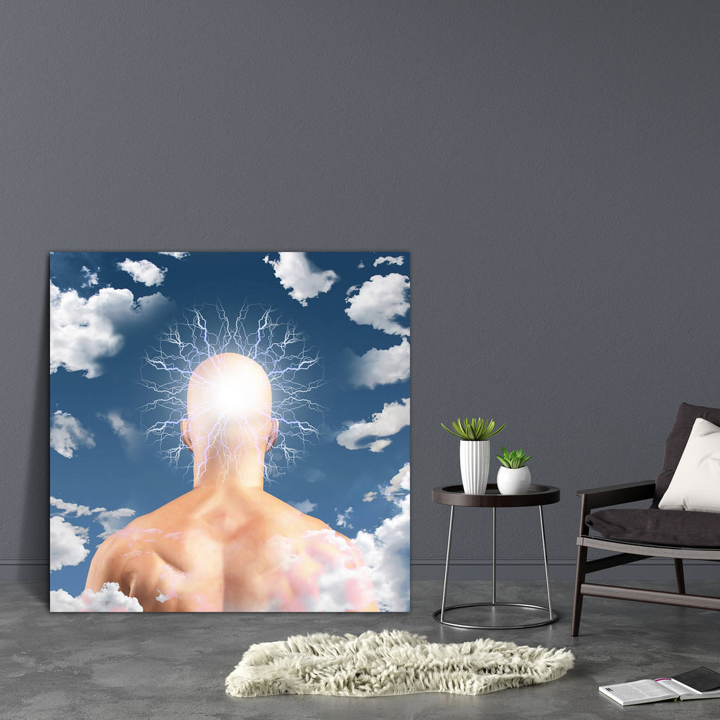 Man With Head In Clouds Canvas Painting Synthetic Frame-Paintings MDF Framing-AFF_FR-IC 5002346 IC 5002346, Abstract Expressionism, Abstracts, Art and Paintings, Black and White, Conceptual, Illustrations, Inspirational, Memories, Motivation, Motivational, Nature, People, Scenic, Semi Abstract, Signs and Symbols, Space, Symbols, White, man, with, head, in, clouds, canvas, painting, synthetic, frame, abstract, air, aspirations, background, beautiful, beauty, blue, brain, clever, cloud, cloudy, concentration,