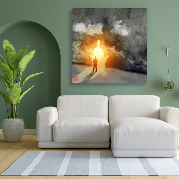 Man Sitting In Meditation Pose Canvas Painting Synthetic Frame-Paintings MDF Framing-AFF_FR-IC 5002432 IC 5002432, Adult, Automobiles, Black and White, Buddhism, Business, God Buddha, Health, People, Religion, Religious, Sunrises, Sunsets, Transportation, Travel, Vehicles, White, man, sitting, in, meditation, pose, canvas, painting, for, bedroom, living, room, engineered, wood, frame, ego, buddha, enlightenment, philosophy, inner, power, activity, bright, calm, dramatic, exercise, fitness, handsome, healthy