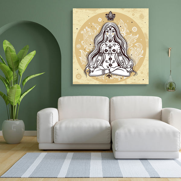 Girl In Meditation Canvas Painting Synthetic Frame-Paintings MDF Framing-AFF_FR-IC 5002438 IC 5002438, Abstract Expressionism, Abstracts, Ancient, Asian, Botanical, Buddhism, Culture, Ethnic, Floral, Flowers, God Buddha, Hand Drawn, Health, Historical, Icons, Illustrations, Indian, Mandala, Medieval, Nature, Paisley, People, Retro, Semi Abstract, Signs, Signs and Symbols, Spiritual, Symbols, Traditional, Tribal, Vintage, World Culture, girl, in, meditation, canvas, painting, for, bedroom, living, room, engi