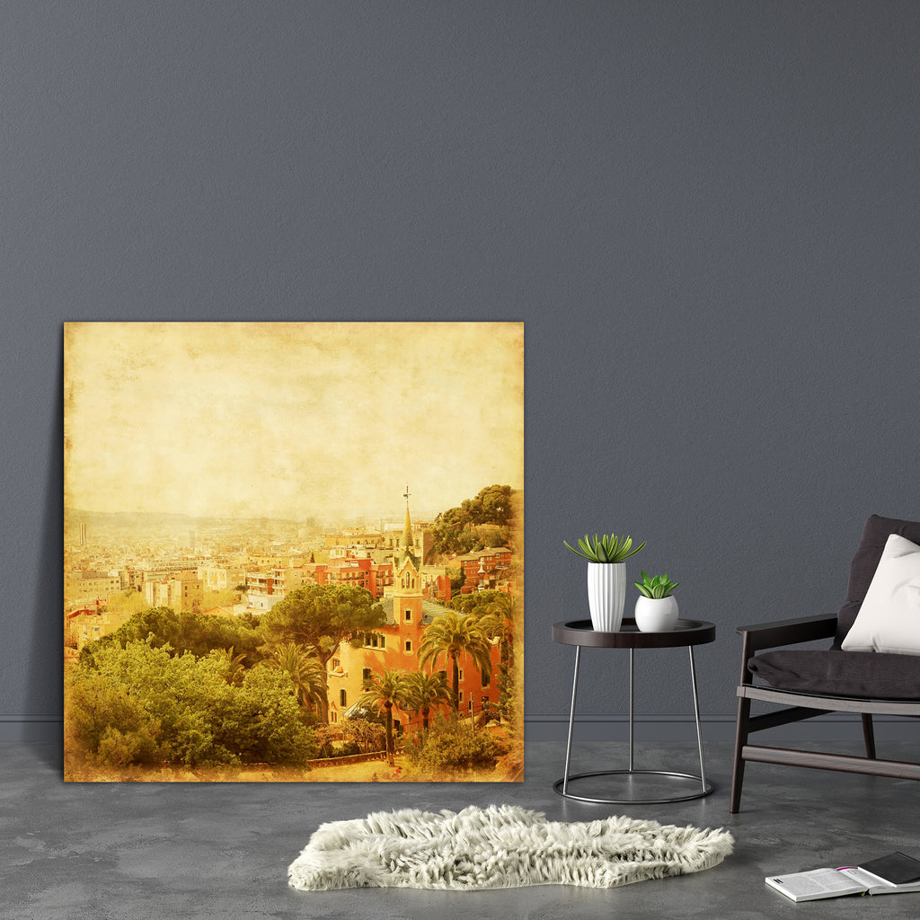 Barcelona From Park Guell, Spain Canvas Painting Synthetic Frame-Paintings MDF Framing-AFF_FR-IC 5002736 IC 5002736, Ancient, Architecture, Art and Paintings, Automobiles, Cities, City Views, Historical, Landmarks, Medieval, Places, Retro, Skylines, Spanish, Transportation, Travel, Urban, Vehicles, Vintage, barcelona, from, park, guell, spain, canvas, painting, synthetic, frame, grunge, background, aerial, art, blue, building, catalonia, city, cityscape, color, damaged, dirty, district, effect, europe, exte