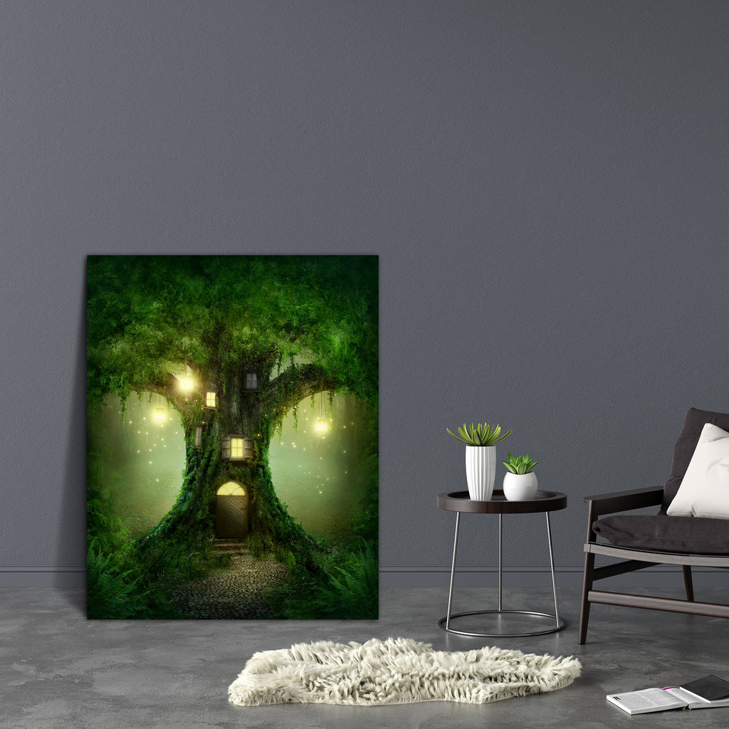 Fantasy Tree House In Forest D1 Canvas Painting Synthetic Frame-Paintings MDF Framing-AFF_FR-IC 5002842 IC 5002842, Fantasy, Landscapes, Nature, Scenic, Surrealism, Wooden, tree, house, in, forest, d1, canvas, painting, synthetic, frame, fairy, magic, landscape, tale, surreal, fairytale, fairies, jungle, tales, adventure, bright, dark, darkness, deep, door, dreams, dreamy, fog, green, home, imagination, imagine, lamp, lantern, leaves, light, mist, misty, mysterious, mystery, natural, night, nobody, outdoor,