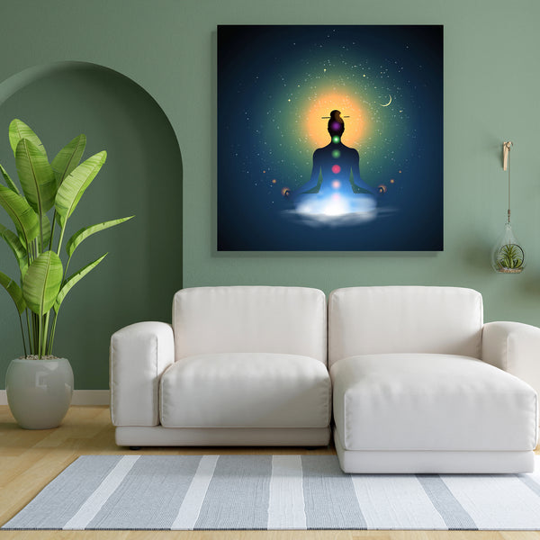 Meditating In Lotus Position Canvas Painting Synthetic Frame-Paintings MDF Framing-AFF_FR-IC 5002955 IC 5002955, Adult, Buddhism, Culture, Ethnic, Health, Indian, Modern Art, Nature, Religion, Religious, Scenic, Signs, Signs and Symbols, Sports, Symbols, Traditional, Tribal, World Culture, meditating, in, lotus, position, canvas, painting, for, bedroom, living, room, engineered, wood, frame, meditation, mantra, yoga, zen, asana, astral, background, balance, ball, beauty, body, concentration, connection, cre