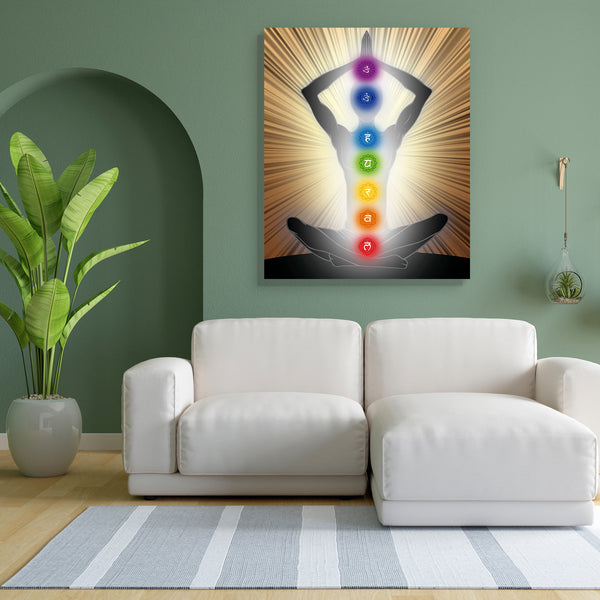 Yoga Position With The Symbols Of Seven Chakras D1 Canvas Painting Synthetic Frame-Paintings MDF Framing-AFF_FR-IC 5002971 IC 5002971, Asian, Black, Black and White, Buddhism, God Buddha, Health, Hinduism, Illustrations, Indian, People, Religion, Religious, Signs and Symbols, Spiritual, Symbols, yoga, position, with, the, of, seven, chakras, d1, canvas, painting, for, bedroom, living, room, engineered, wood, frame, chakra, reiki, ajna, anahata, asia, aum, aura, body, buddha, cosmic, energy, harmony, illustr