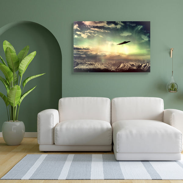 UFO In Surreal Sky Canvas Painting Synthetic Frame-Paintings MDF Framing-AFF_FR-IC 5002972 IC 5002972, Fantasy, Mountains, Science Fiction, Surrealism, ufo, in, surreal, sky, canvas, painting, for, bedroom, living, room, engineered, wood, frame, spaceship, abduction, alaska, aliens, clouds, colorful, flying, saucer, glowing, green, invasion, light, pink, science, fiction, ship, snow, artzfolio, wall decor for living room, wall frames for living room, frames for living room, wall art, canvas painting, wall f