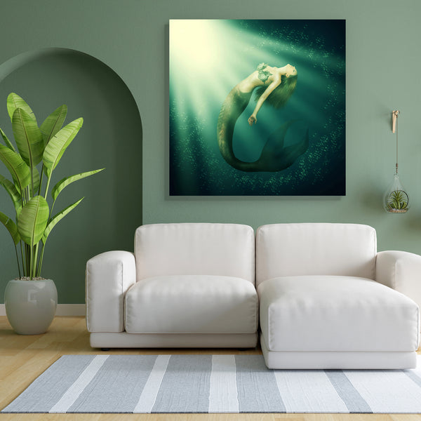 Mermaid With Fish Tail In The Sea Under Water Canvas Painting Synthetic Frame-Paintings MDF Framing-AFF_FR-IC 5003037 IC 5003037, Fantasy, Health, Illustrations, Mermaid, Religion, Religious, Surrealism, with, fish, tail, in, the, sea, under, water, canvas, painting, for, bedroom, living, room, engineered, wood, frame, siren, beautiful, beauty, blue, bra, bubbles, diving, dream, fairy, fairytale, fantastic, floating, girl, goddess, hair, hairstyle, illustration, lady, legend, legendary, light, magic, mythol