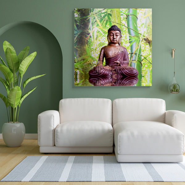 Buddha With Green Bamboo Canvas Painting Synthetic Frame-Paintings MDF Framing-AFF_FR-IC 5003076 IC 5003076, Asian, Buddhism, Chinese, God Buddha, Health, Religion, Religious, Signs and Symbols, Space, Spiritual, Symbols, buddha, with, green, bamboo, canvas, painting, for, bedroom, living, room, engineered, wood, frame, asiatic, awake, balance, body, calm, china, decoration, energy, enlightenment, figurine, healthy, liquor, meditation, mental, mind, nepal, object, oriental, power, recreation, reflection, re