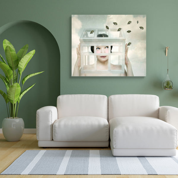 Surreal Artwork D6 Canvas Painting Synthetic Frame-Paintings MDF Framing-AFF_FR-IC 5003099 IC 5003099, Art and Paintings, Asian, Conceptual, Fantasy, Illustrations, Realism, Surrealism, surreal, artwork, d6, canvas, painting, for, bedroom, living, room, engineered, wood, frame, art, artistic, beautiful, butterfly, caucasian, childish, concept, detail, expression, expressive, fable, fantastic, female, free, freedom, fun, funny, hand, head, house, idea, illustration, illustrative, imagination, imagine, inside