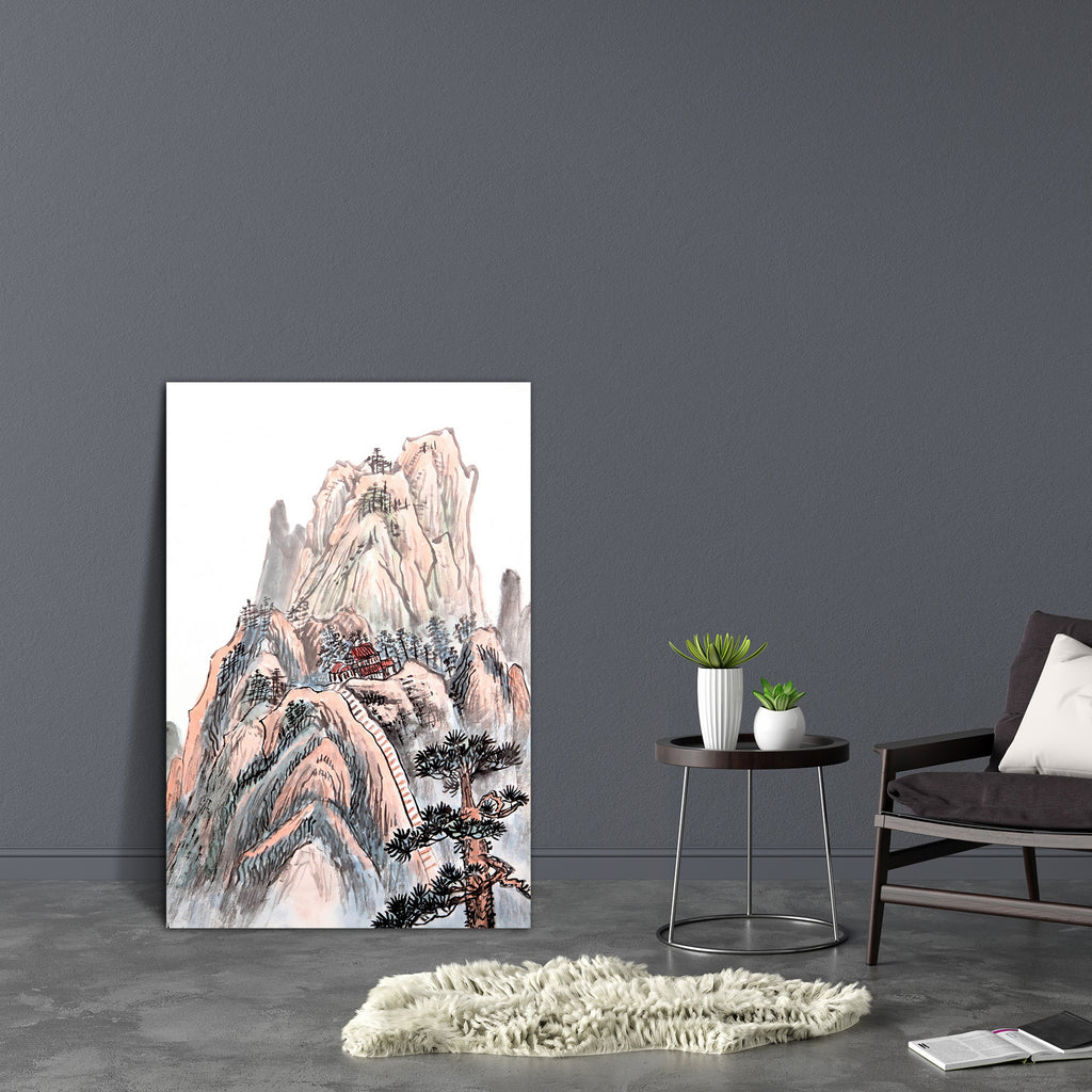High Mountain Landscape Canvas Painting Synthetic Frame-Paintings MDF Framing-AFF_FR-IC 5003341 IC 5003341, Abstract Expressionism, Abstracts, Art and Paintings, Asian, Black, Black and White, Chinese, Countries, Culture, Drawing, Ethnic, God Ram, Hinduism, Japanese, Landscapes, Mountains, Nature, Paintings, Panorama, Scenic, Seasons, Semi Abstract, Signs, Signs and Symbols, Traditional, Tribal, White, Wooden, World Culture, high, mountain, landscape, canvas, painting, synthetic, frame, abstract, art, artis