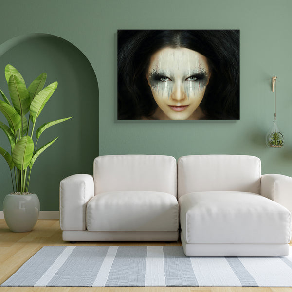 Beautiful Girl With A Bizarre Make Up Canvas Painting Synthetic Frame-Paintings MDF Framing-AFF_FR-IC 5003389 IC 5003389, Art and Paintings, Asian, Fantasy, Fashion, Individuals, Modern Art, Portraits, beautiful, girl, with, a, bizarre, make, up, canvas, painting, for, bedroom, living, room, engineered, wood, frame, art, artistic, attractive, beauty, caucasian, close, detail, enigmatic, expressive, eye, face, fashionable, female, hair, horizontal, imagination, imaginative, imagine, intense, look, model, mod