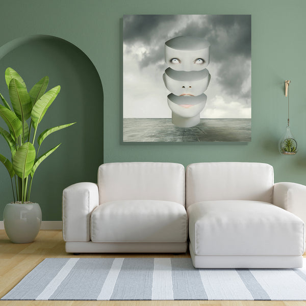 Human Head Divided In Three Parts D1 Canvas Painting Synthetic Frame-Paintings MDF Framing-AFF_FR-IC 5003456 IC 5003456, Art and Paintings, Conceptual, Fantasy, Illustrations, Surrealism, human, head, divided, in, three, parts, d1, canvas, painting, for, bedroom, living, room, engineered, wood, frame, art, artist, artistic, bizarre, break, up, breaking, cloud, concept, creativity, decomposed, decomposition, dramatic, dreamy, eye, face, float, floor, illustration, illustrative, imagination, imagine, metaphys