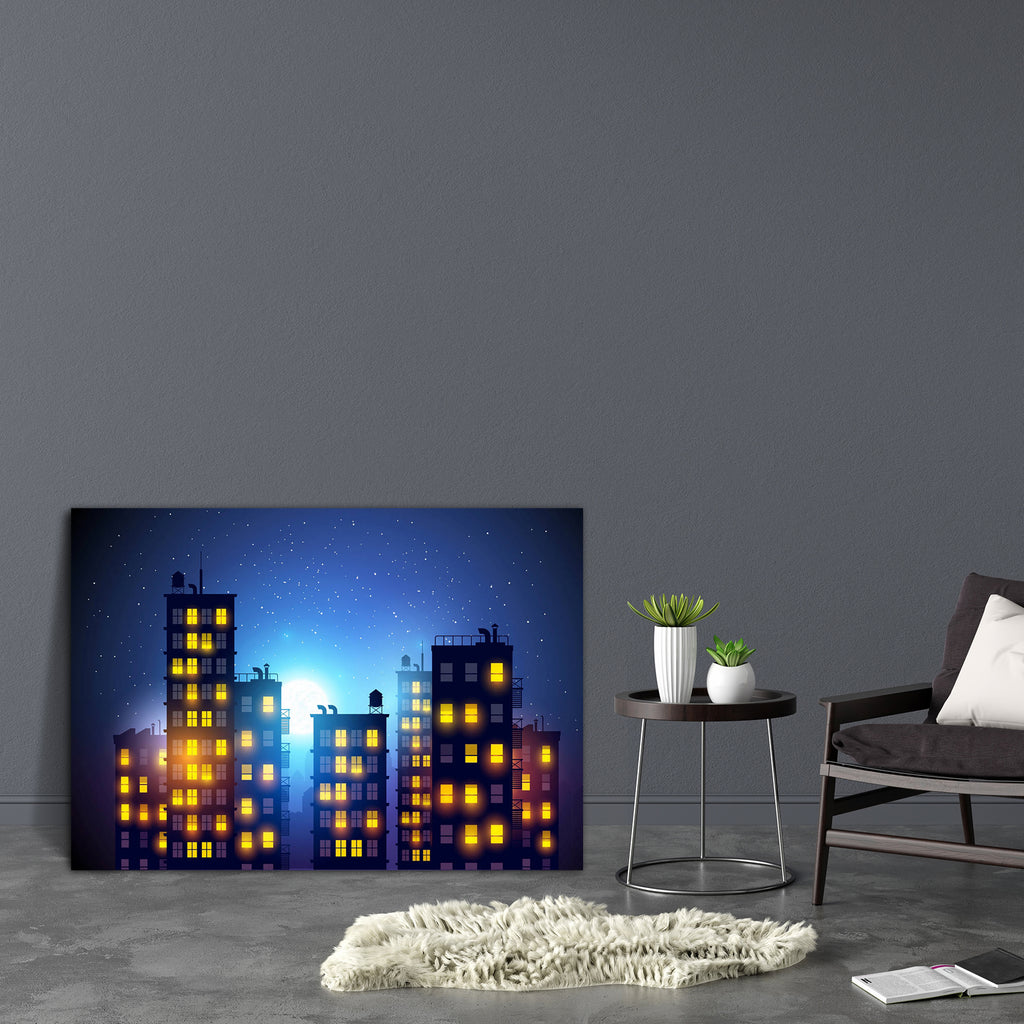 City At Night Canvas Painting Synthetic Frame-Paintings MDF Framing-AFF_FR-IC 5003489 IC 5003489, Abstract Expressionism, Abstracts, Cities, City Views, Icons, Illustrations, Landscapes, Modern Art, Patterns, Scenic, Semi Abstract, Signs, Signs and Symbols, Skylines, Symbols, Urban, city, at, night, canvas, painting, synthetic, frame, cityscape, apartment, building, abstract, apartments, background, big, blocks, buildings, concept, design, downtown, dusk, evening, flats, house, illustration, lifestyle, ligh